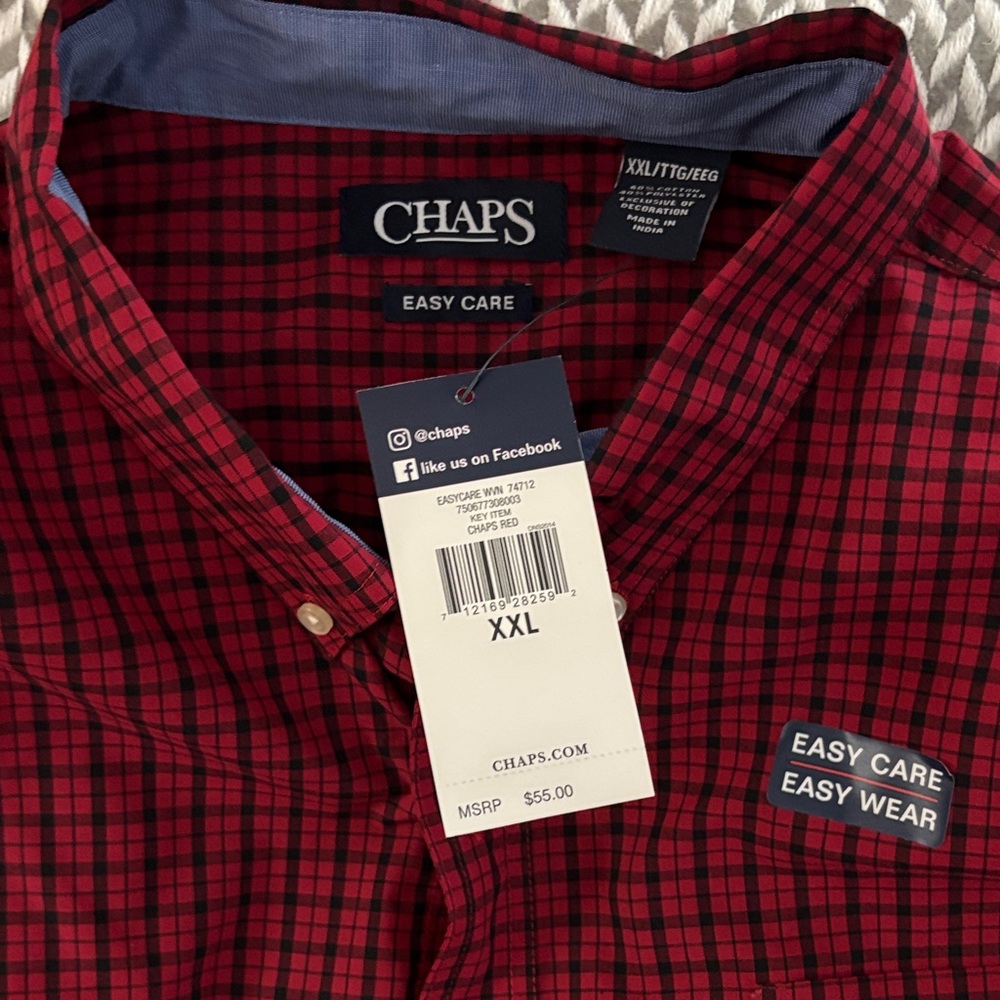 Chaps Red and Black Plaid Men's Shirt - XXL